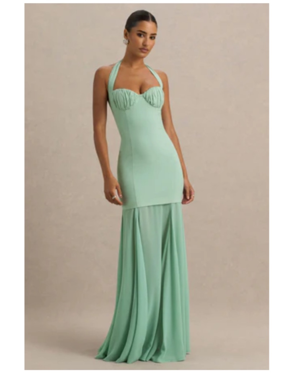 Club L London Sage Halter Corset Maxi Dress